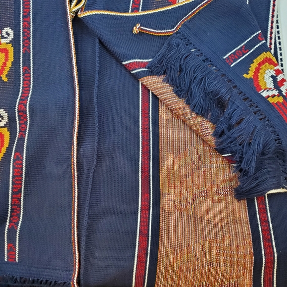 Cuauhtemoc Aztec Poncho Shrug Fringe OSFM Woven Knit Acrylic Tie Front Beautiful - Picture 11 of 11
